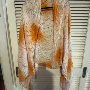 Elegant Orange and White Floral Swim Sarong